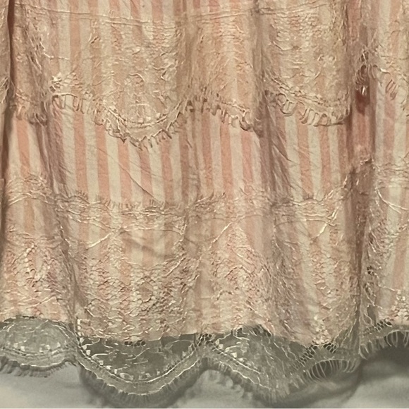 RUBY RD, Women’s, Pink/White Striped with Lace, Long Sleeve Blouse, Size Medium - Picture 4 of 14